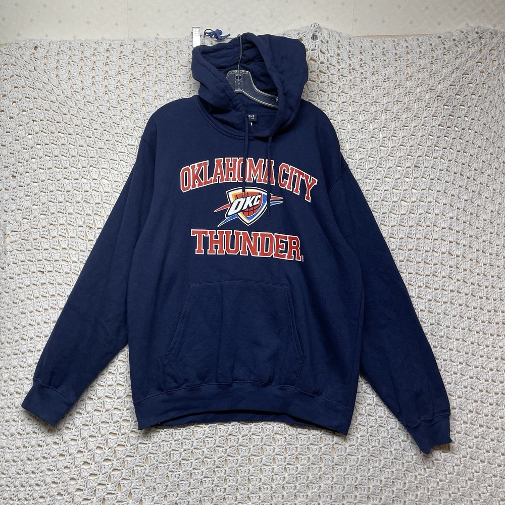 Oklahoma City Thunder NBA Hoodie Mens Sz L Navy‎ Blue OKC Pullover 100%Cotton